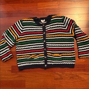 La Ligne Multi Colored Striped Cardigan NWOT Size 1X 100% Cotton